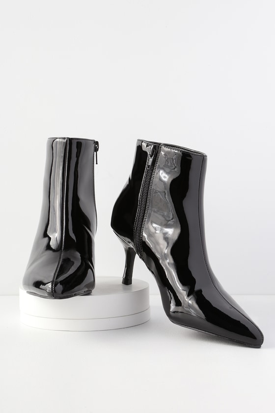 black kitten heel sock booties