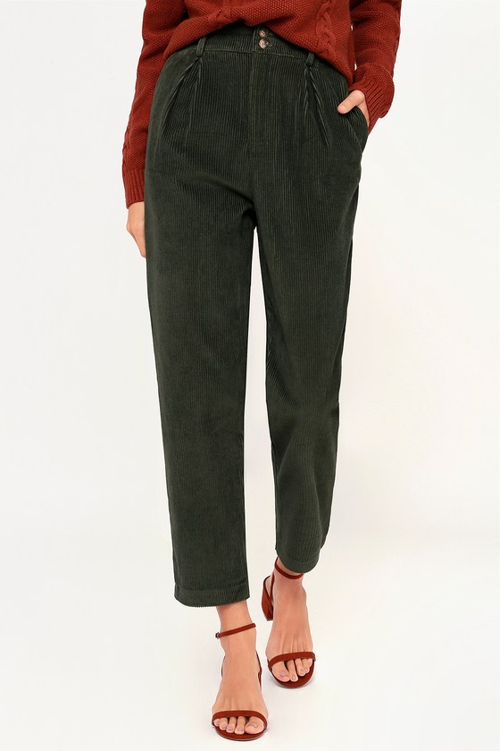 Cute Olive Green Pants - Corduroy Pants - Cropped Pants Cute Olive Green Pants - Corduroy Pants - Cropped Pants
