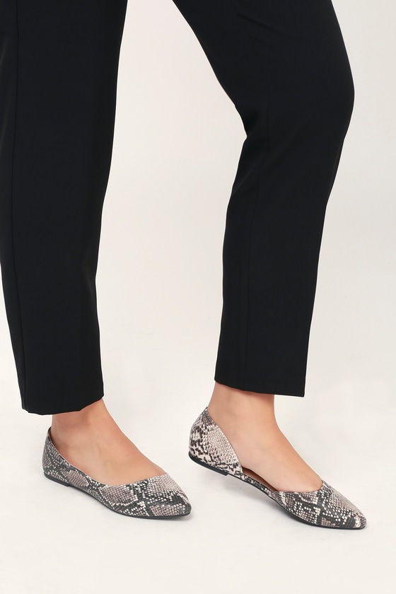 Cute Snake Print Flats - Vegan Leather Flats - D'Orsay Flats - Lulus