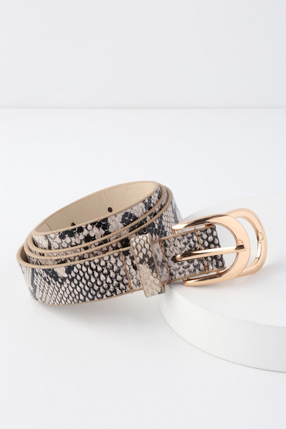 Mariah Beige Snake Print Belt 2