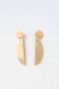 New Moon Brushed Gold Earrings