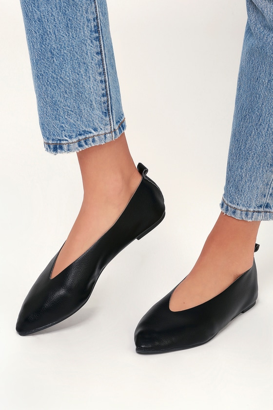 black pointed toe flats size 11