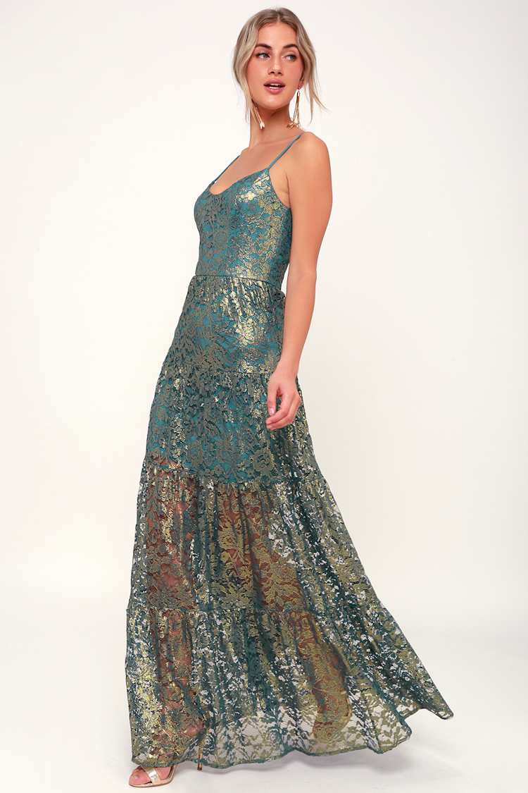 green emerald velvet dress Tea-Length Turquoise Glitter Dress with Open Back main image 1