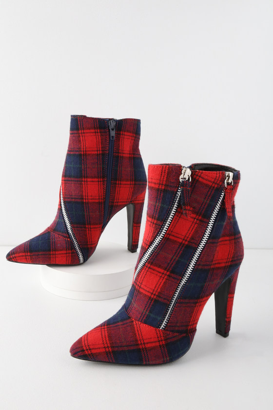 red heel bootie
