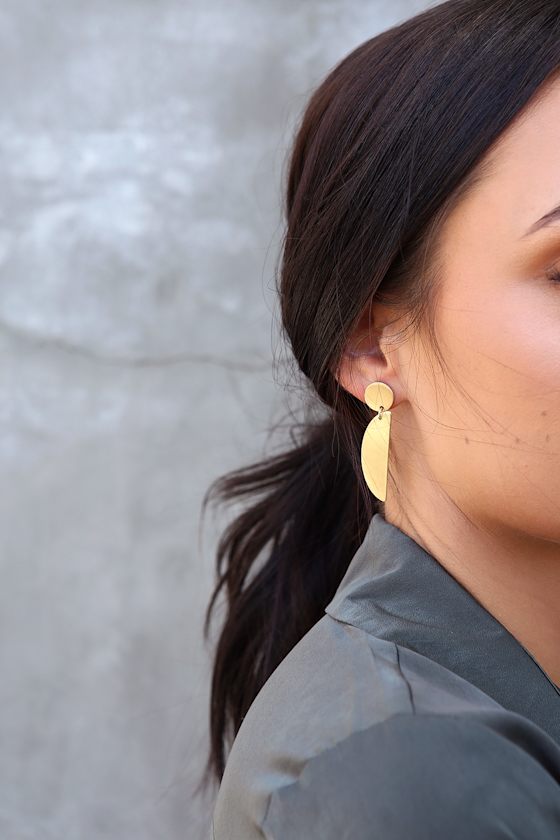 New Moon Brushed Gold Earrings 1