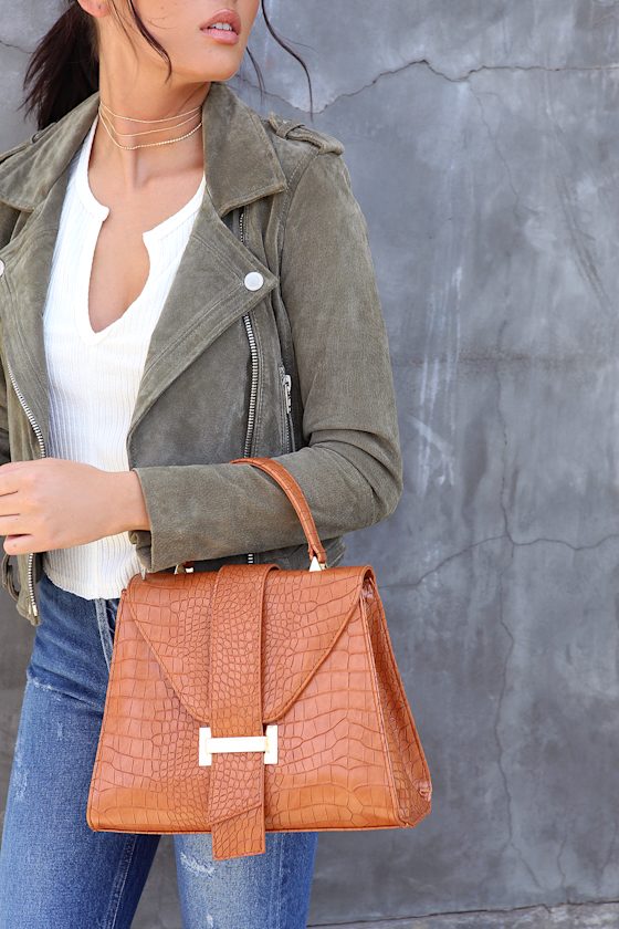 Style Ambassador Brown Crocodile Embossed Purse 4