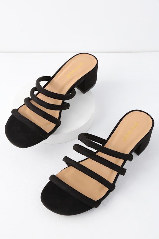 suede peep toe mules