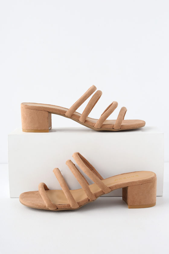 suede peep toe mules