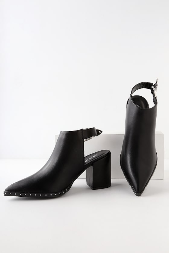 McLachlan Black Studded Ankle Booties 1