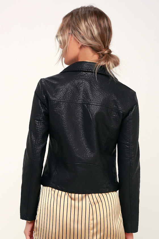 Doin' It Right Black Vegan Leather Moto Jacket 5