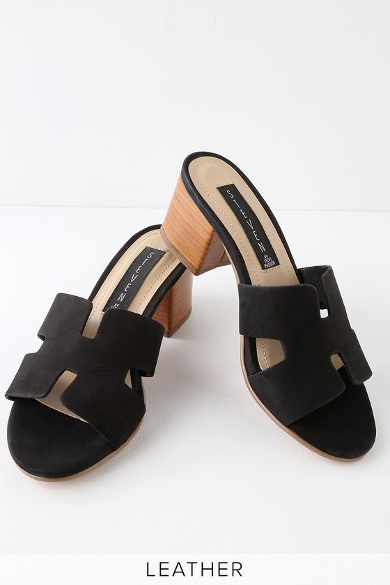 Steven by Steve Madden Foreva - Leather Mules - Black Sandals - Lulus