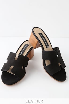Steven by Steve Madden Foreva Leather Mules Black Sandals Lulus