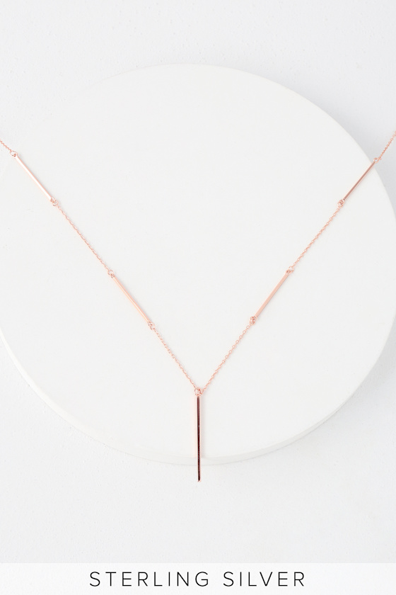 Simple Charm Rose Gold Bar Necklace 2