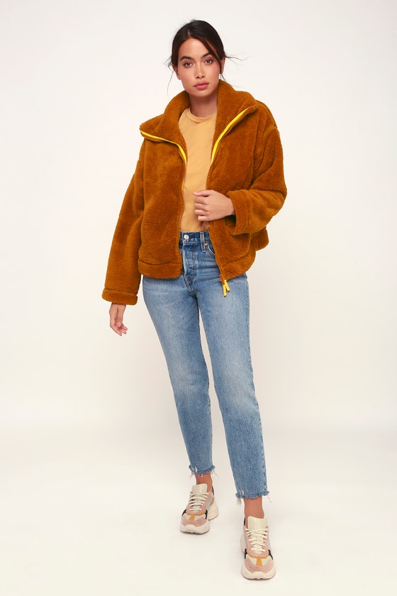 Free People Movement Dazed Rust Brown Fuzzy Jacket Fleece Lulus