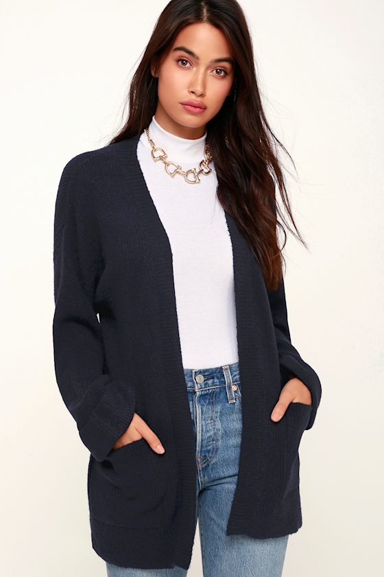 navy open front cardigan