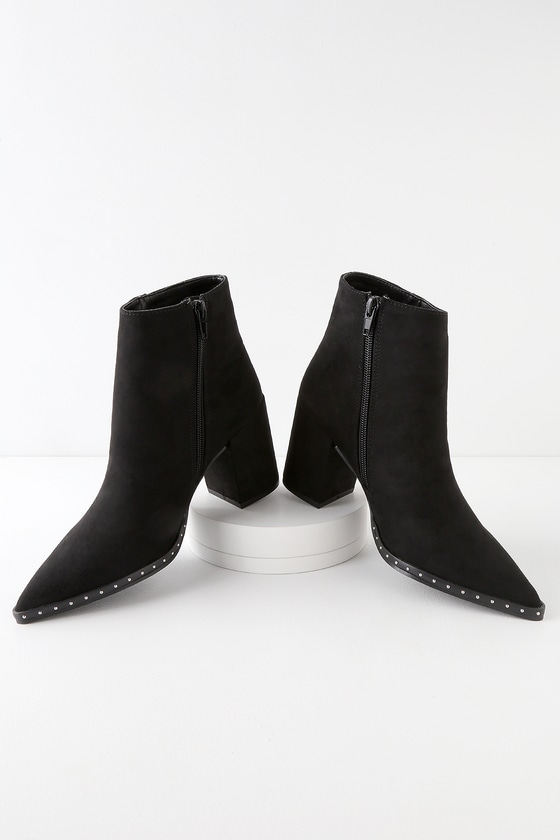 black suede studded ankle boots