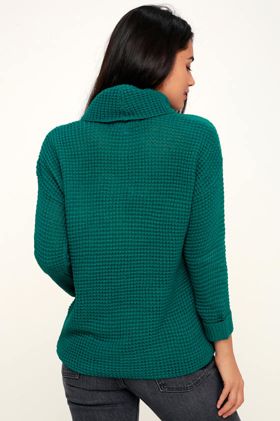 Catchin' Feels Teal Green Cowl Neck Sweater 3