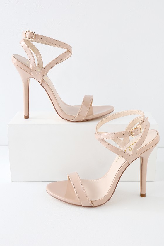 nude heels shiny