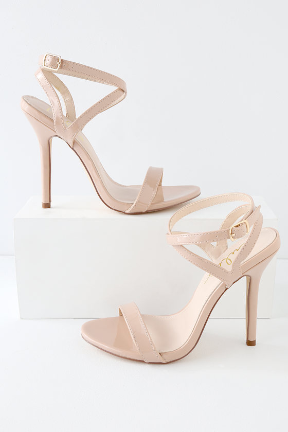 Kingston Nude Patent Ankle Strap Heels 1