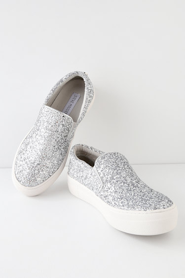 Gills Silver Glitter Flatform Sneakers