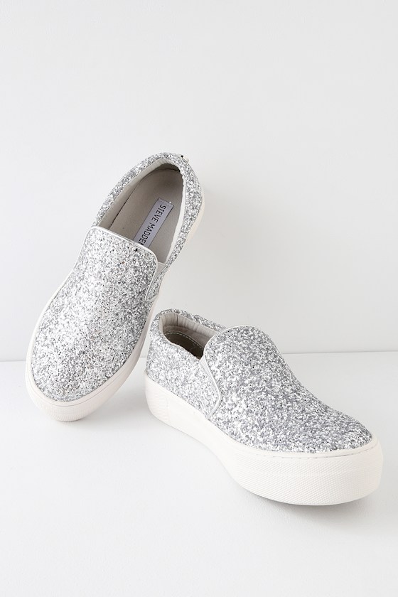 Gills Silver Glitter Flatform Sneakers 4