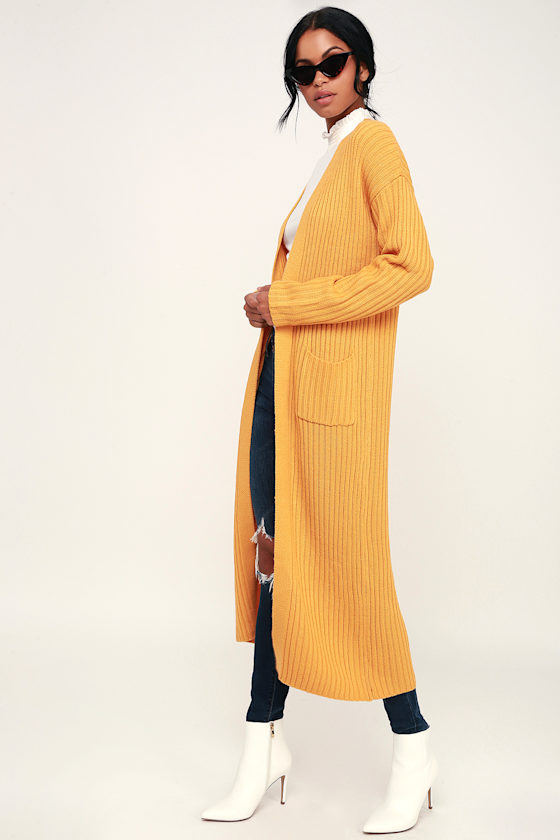Roman Yellow Long Cardigan Sweater 4