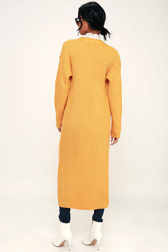 Roman Yellow Long Cardigan Sweater 1