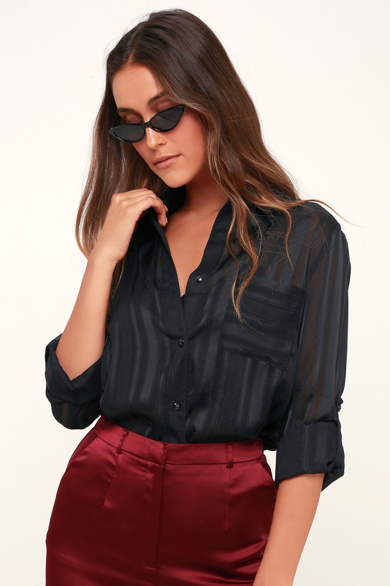 Sheer button up top outlet
