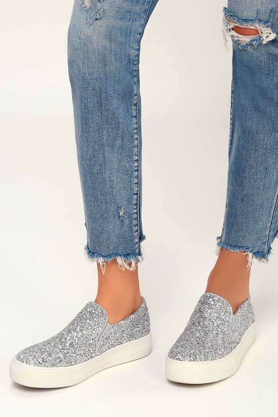 steve madden silver glitter flats