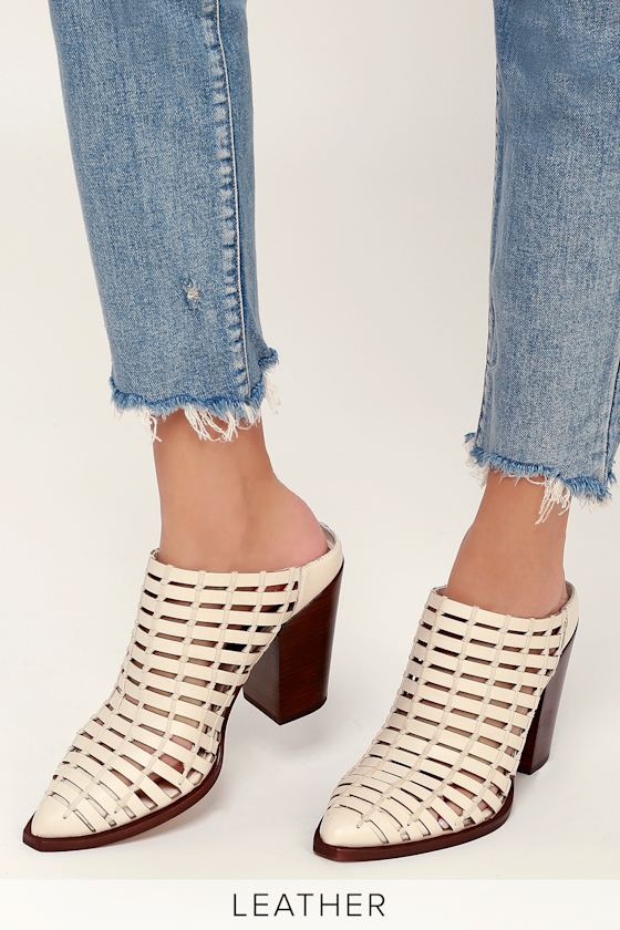 Kacie Ivory Woven Leather Mules 5