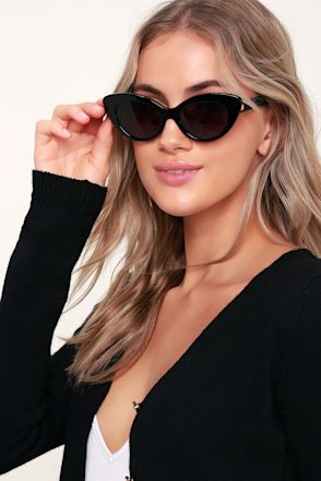 Crap Eyewear The Wild Gift - Black Cat-Eye Sunglasses - Lulus display picture 1