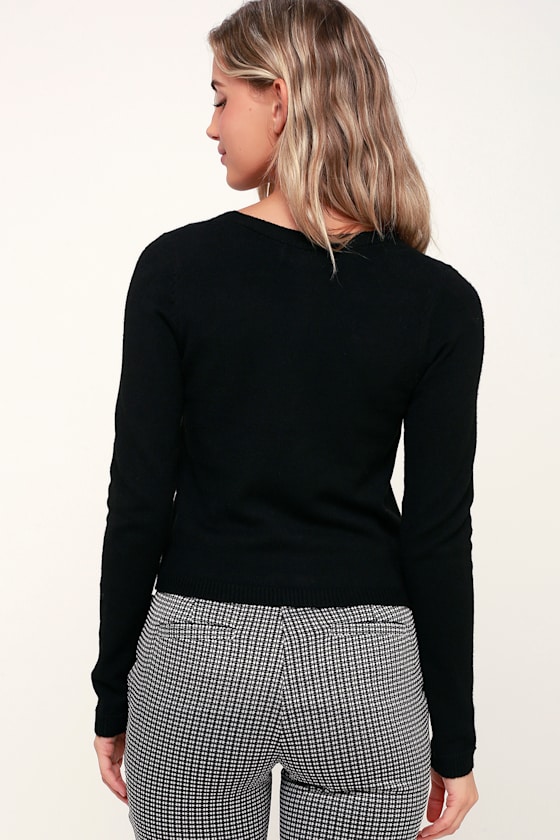 Cup of Chamomile Black Knit Cardigan Sweater 9