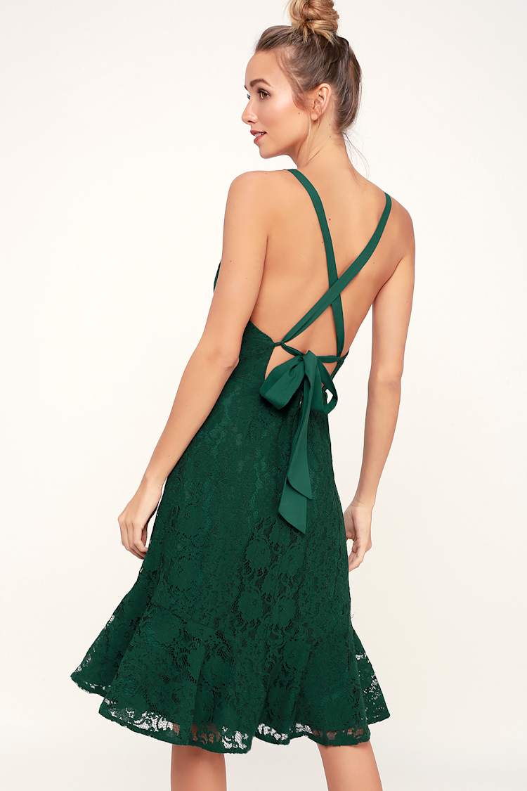 green emerald velvet dress Lady Black Tie - Leanne Midi Dress - Emerald Green main image 1