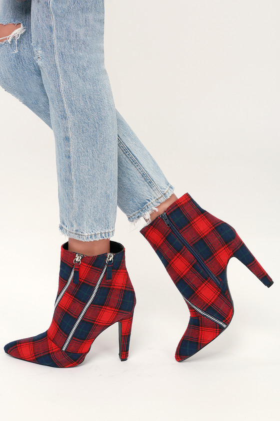 red mid calf booties
