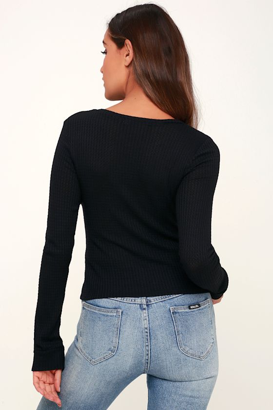 Foster Black Thermal Long Sleeve Top 2