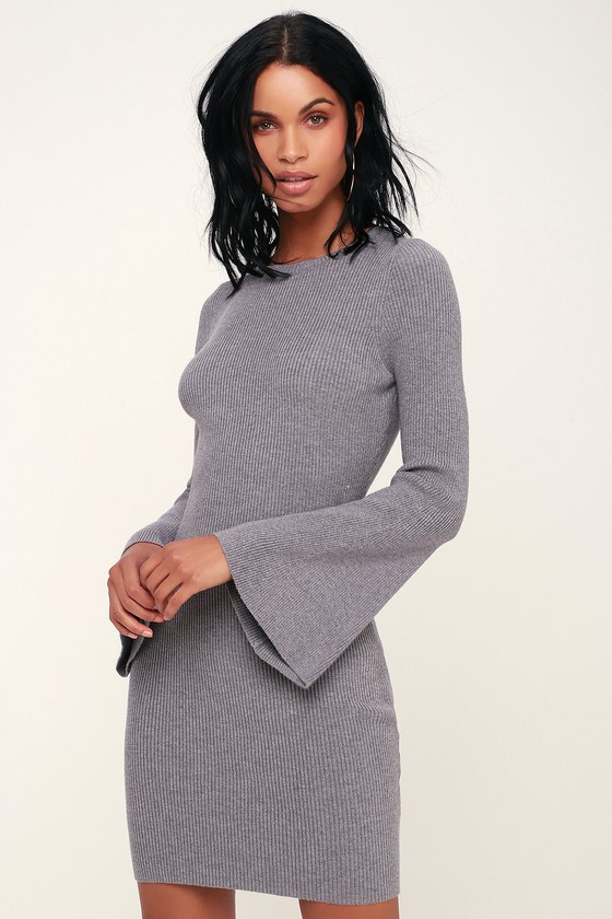grey bell sleeve dress