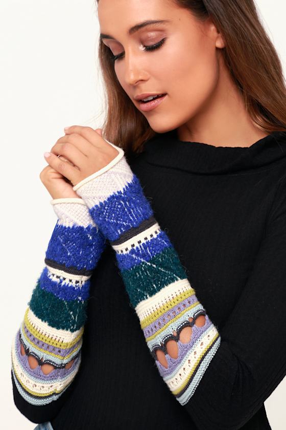 Mixed Up Cuff Black Thermal Long Sleeve Top 4