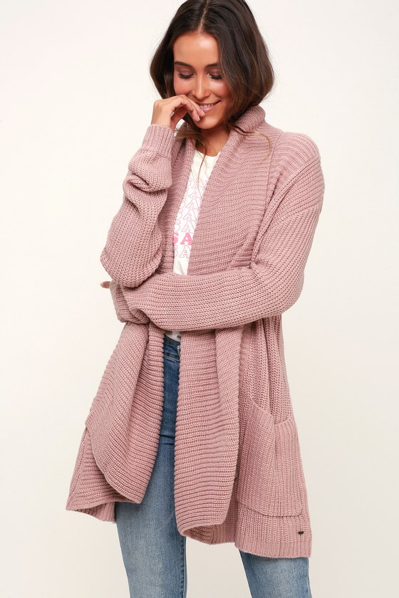 Galley Mauve Open-Front Knit Cardigan