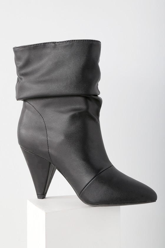 Black Mid-Calf Boots - Slouch Boots - Lulus