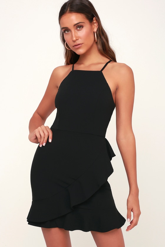 lulus black ruffle dress