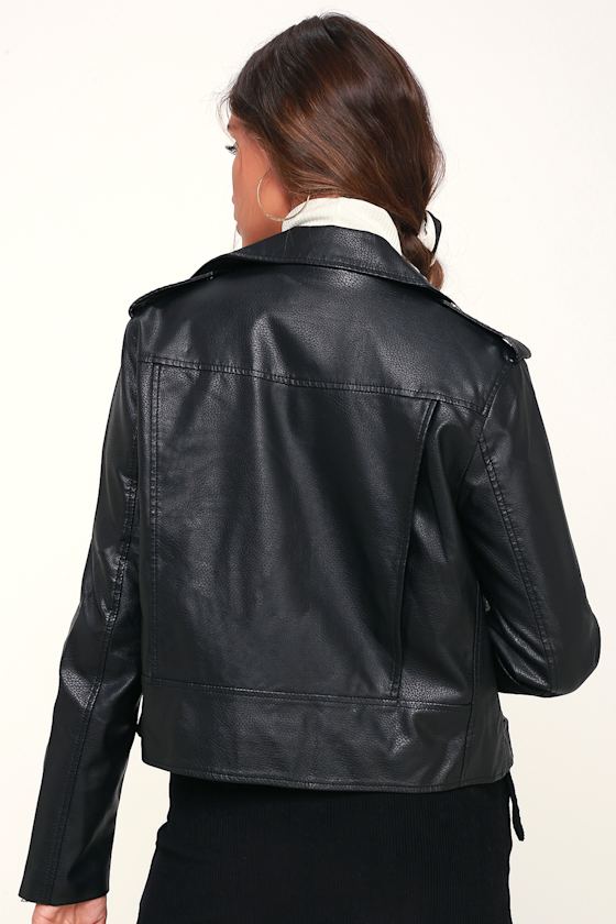 Speedway Black Vegan Leather Moto Jacket 4