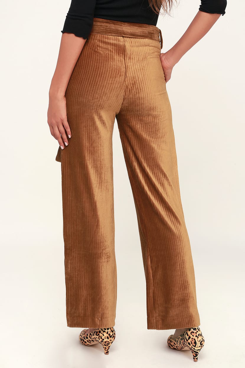 2022 Spring and Autumn Brown Corduroy Pants National Tide Wide-leg