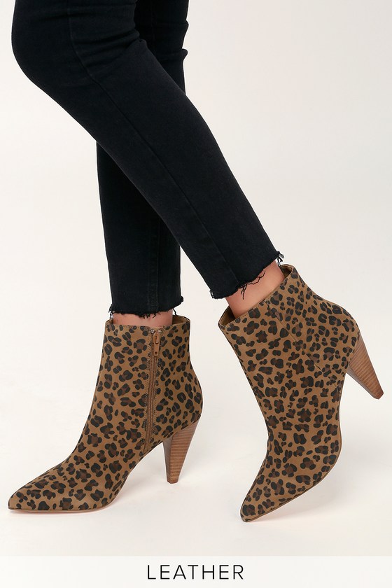 Lulus X Matisse Henry - Genuine Suede Boots - Leopard Booties