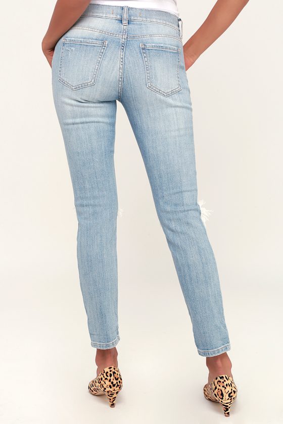 Sasha Light Blue Distressed Low-Rise Skinny Jeans 2