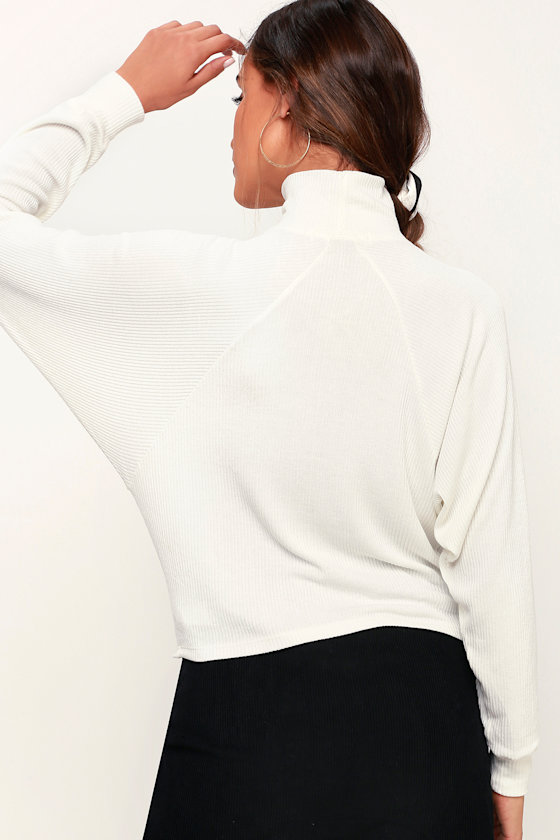Project Social T Dessa - Ivory Ribbed Top - Mock Neck Top - Top - Lulus