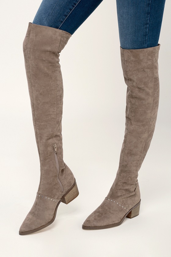 Report Zaria Boots - Taupe Boots - Over the Knee Boots - Lulus