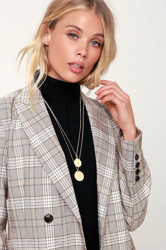 Caia Brushed Gold Layered Circle Necklace 1