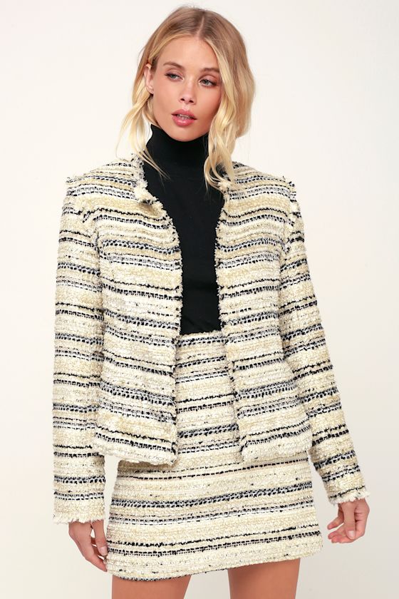 Collins Ivory Tweed Striped Jacket 1