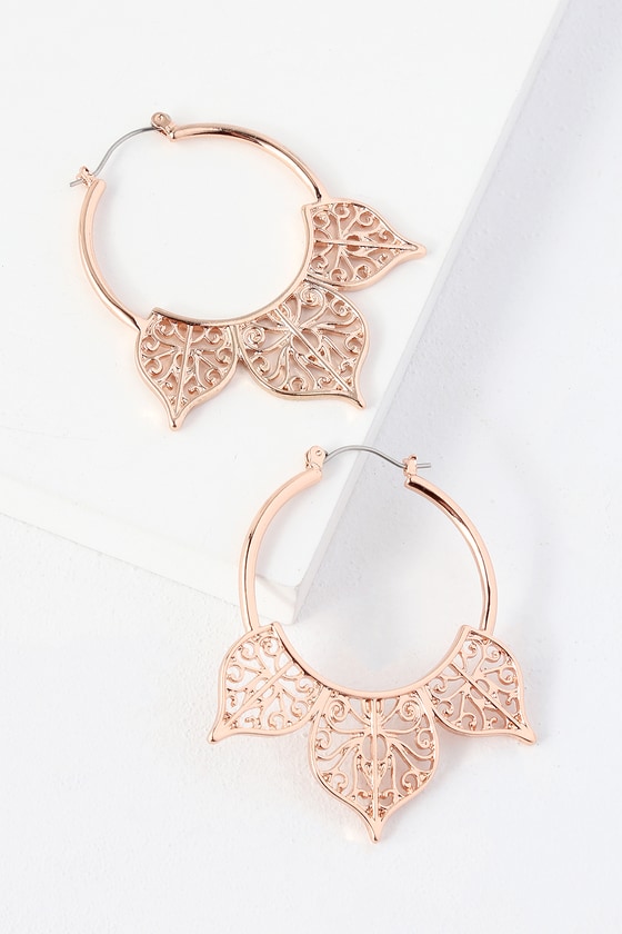 Lelabelle Rose Gold Hoop Earrings - Lulus