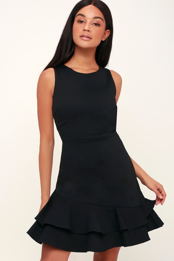 lulus black ruffle dress